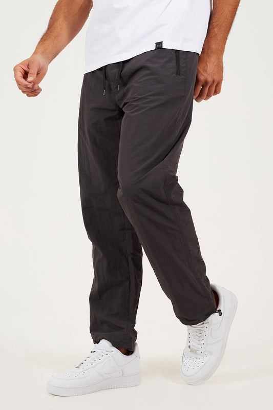 Brave Soul Dark Grey Taslan Loose Fit  Cuffed Cargo Trousers - Dark Grey Image 1