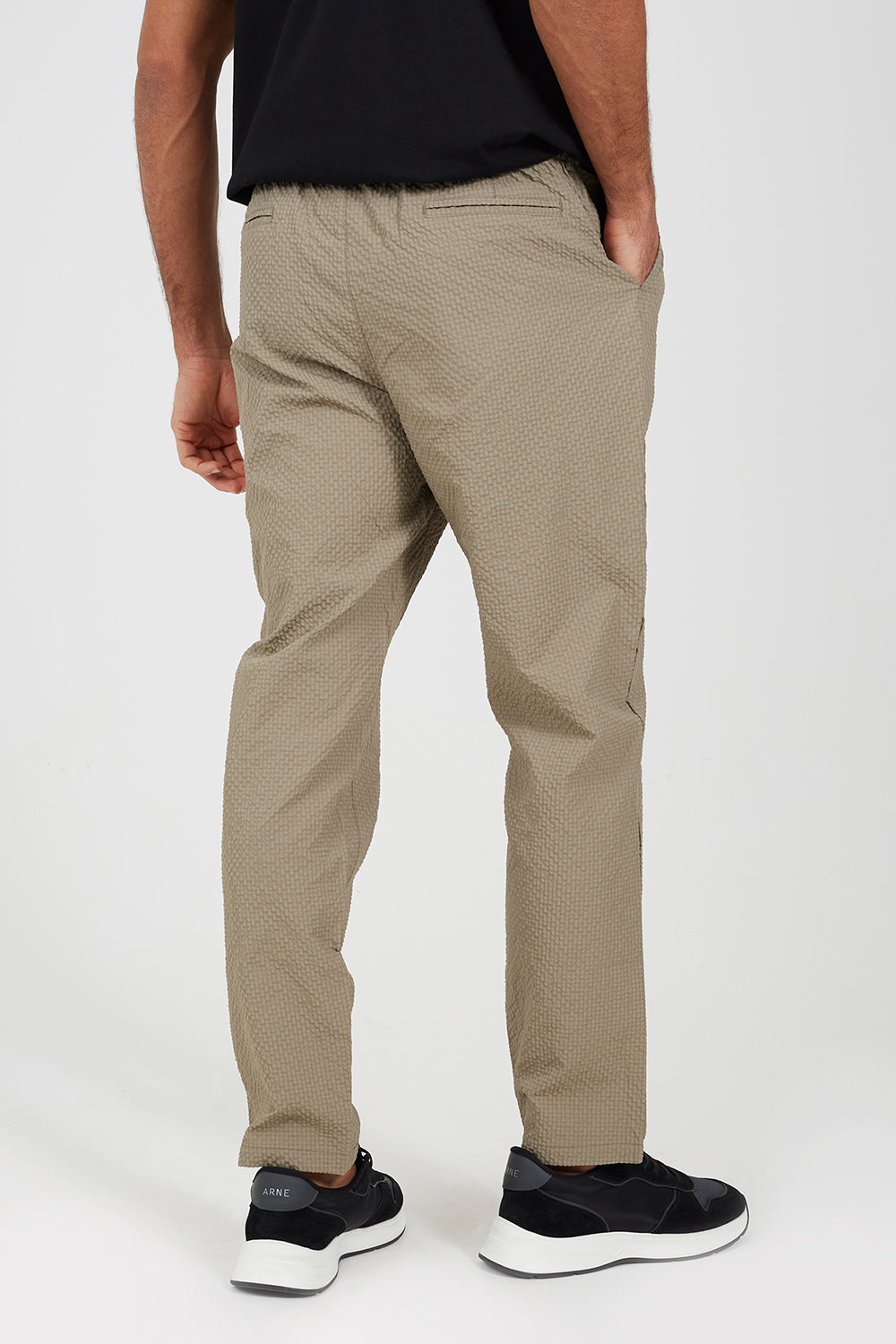 Brave Soul Taupe Straight Leg Seersucker Trousers - Taupe Image 2