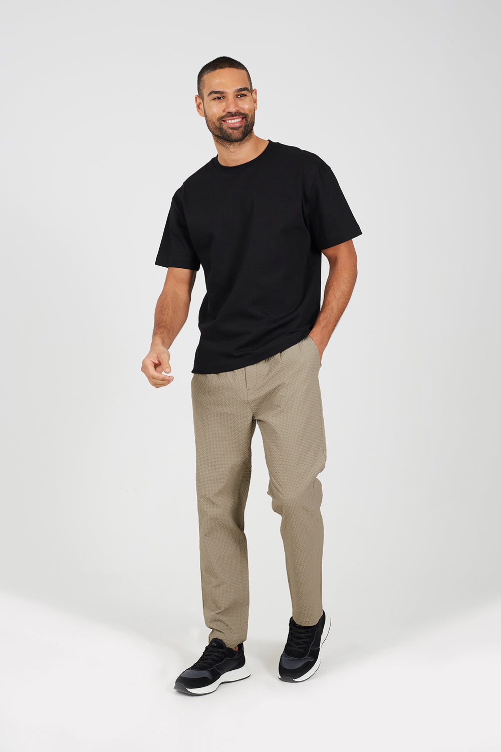 Brave Soul Taupe Straight Leg Seersucker Trousers - Taupe Image 3
