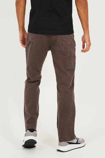 Brave Soul Dark Grey Cotton Twill Carpenter Trousers With Raw Hem - Dark Grey Image 2
