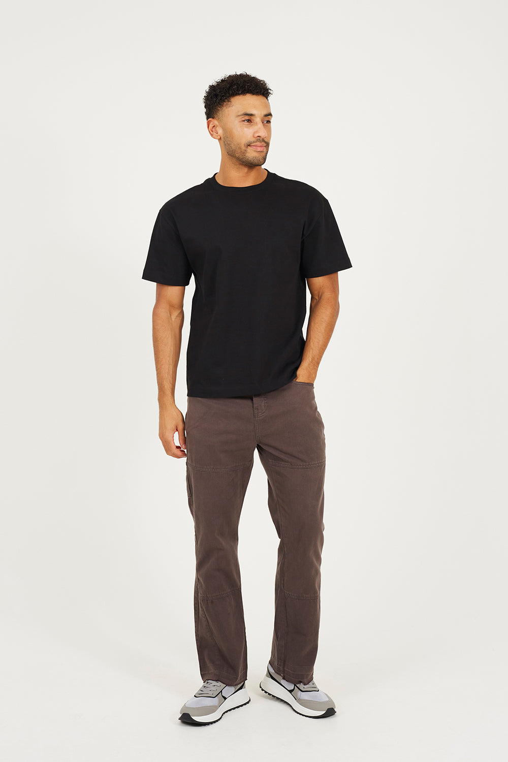 Brave Soul Dark Grey Cotton Twill Carpenter Trousers With Raw Hem - Dark Grey Image 3