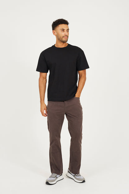 Brave Soul Dark Grey Cotton Twill Carpenter Trousers With Raw Hem - Dark Grey Image 3