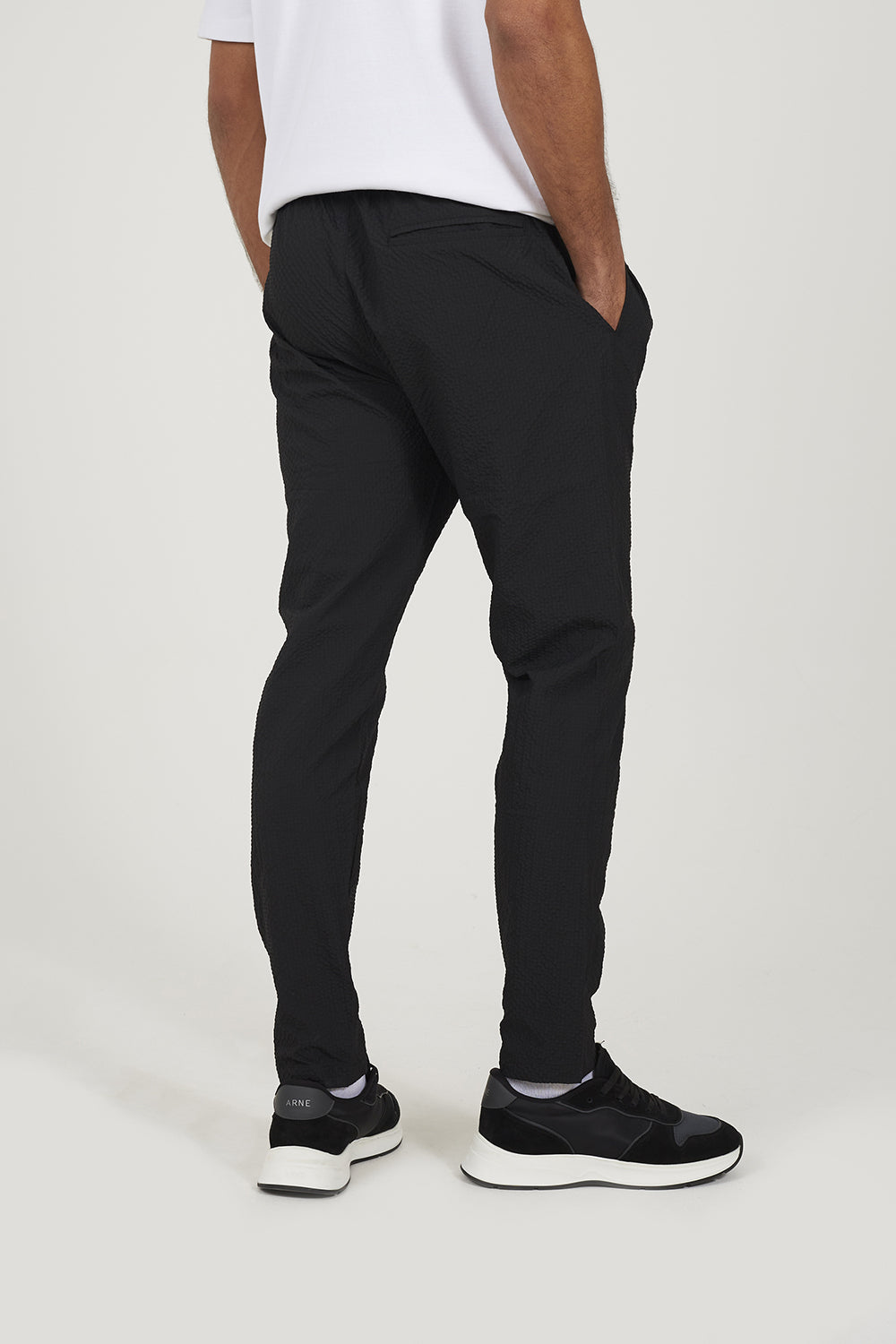 Brave Soul Black Slim Leg Seersucker Trousers - Black Image 2