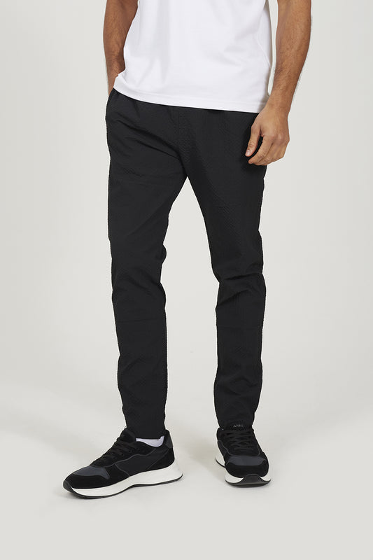 Brave Soul Black Slim Leg Seersucker Trousers - Black Image 1