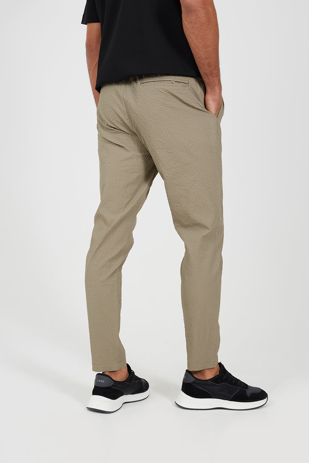 Brave Soul Taupe Slim Leg Seersucker Trousers - Taupe Image 2