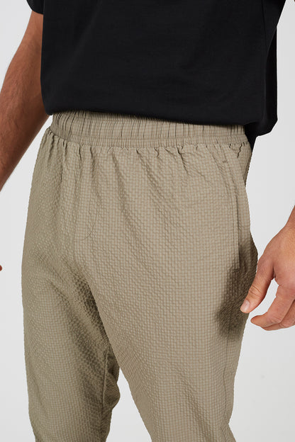 Brave Soul Taupe Slim Leg Seersucker Trousers - Taupe Image 4