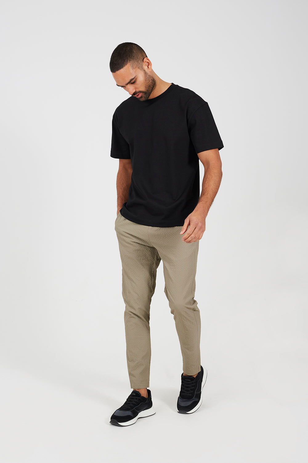 Brave Soul Taupe Slim Leg Seersucker Trousers - Taupe Image 3