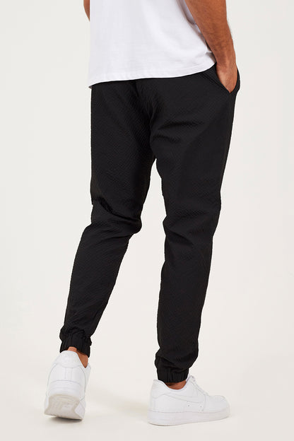 Brave Soul Black Seersucker Cuffed Trousers - Black Image 2