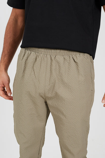 Brave Soul Taupe Seersucker Cuffed Trousers - Taupe Image 4