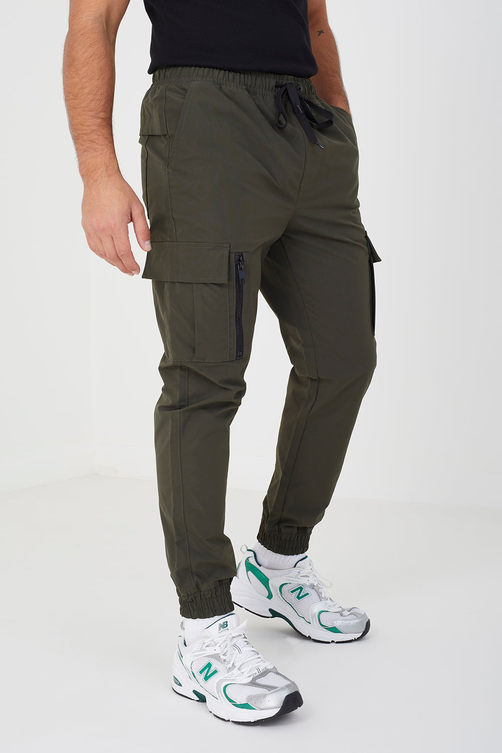 Brave Soul Khaki Cuffed Cargo Trousers - Khaki Image 1