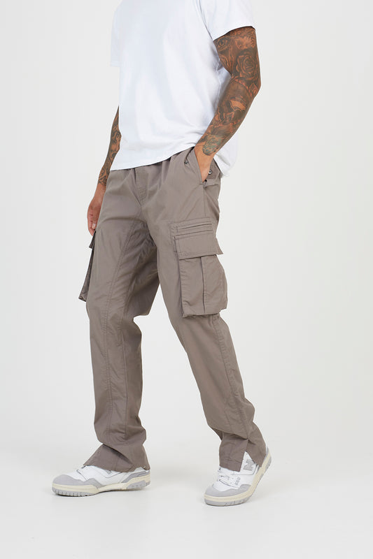 Brave Soul Taupe Cotton Poplin Cargo Trousers - Taupe Image 1