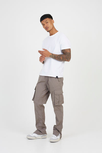 Brave Soul Taupe Cotton Poplin Cargo Trousers - Taupe Image 3