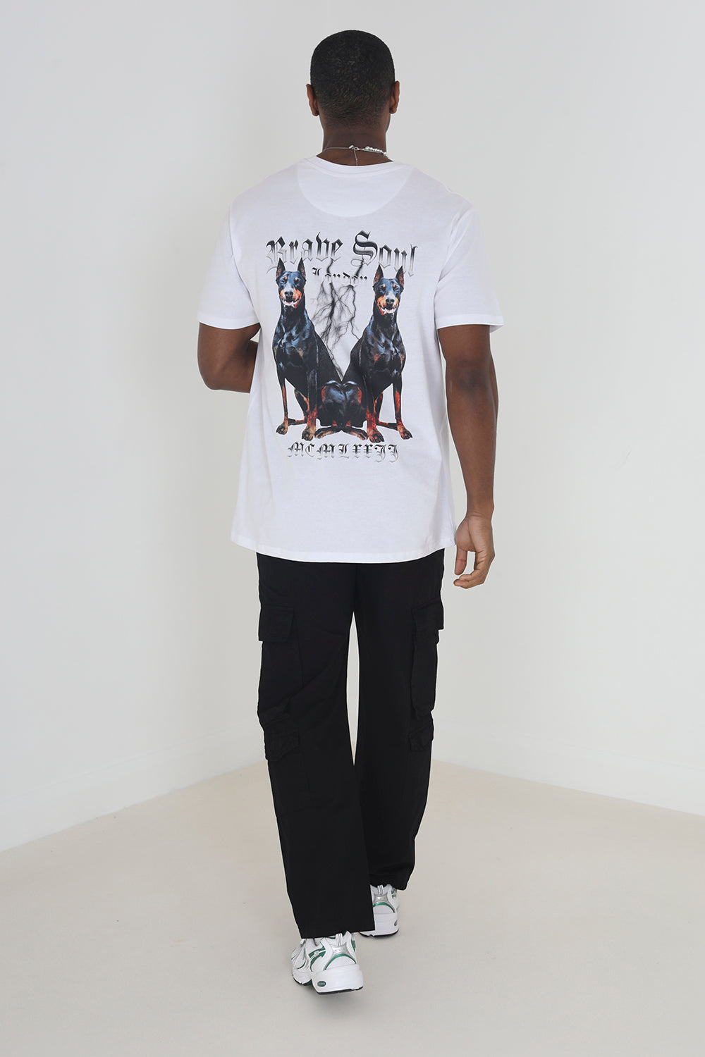 Brave Soul Black Cotton Poplin Loose Fit Cargo Trousers - Black Image 2