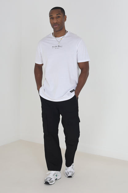 Brave Soul Black Cotton Poplin Loose Fit Cargo Trousers - Black Image 3