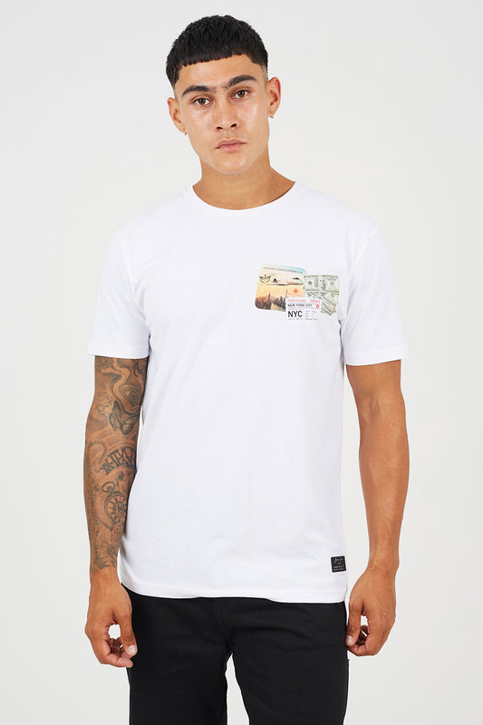 Brave Soul White Cotton Crew Neck Graphic T-Shirt - White Image 1