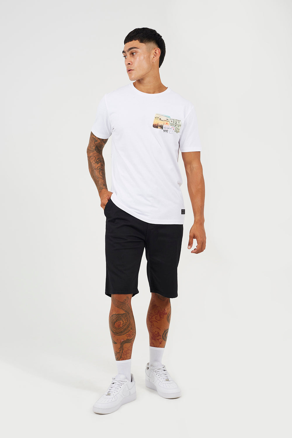 Brave Soul White Cotton Crew Neck Graphic T-Shirt - White Image 3