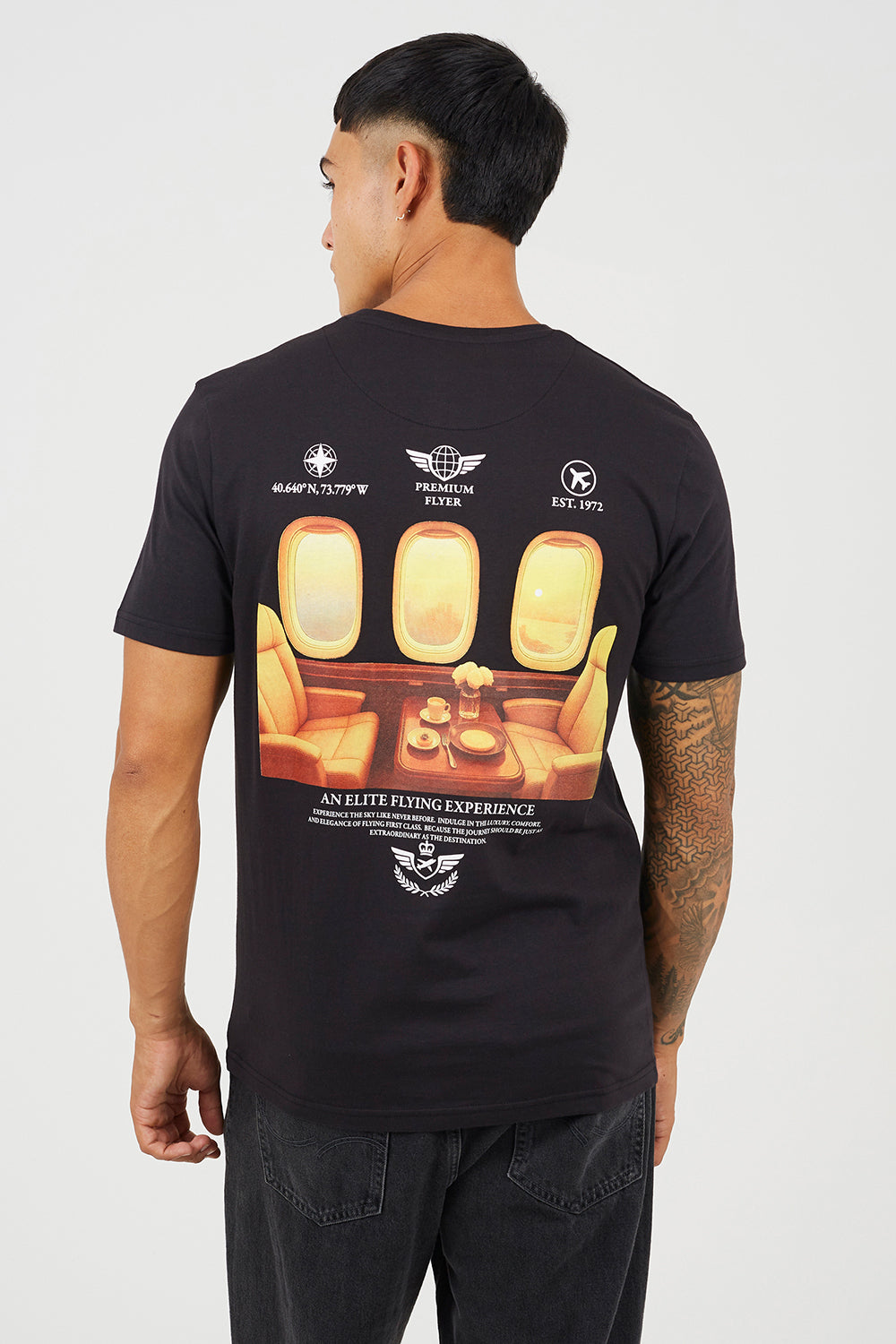 Brave Soul Black Cotton Crew Neck Graphic T-Shirt - Black Image 2