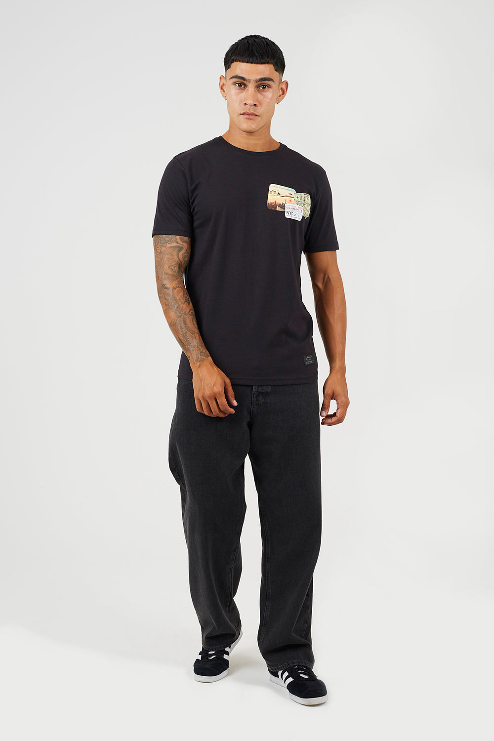 Brave Soul Black Cotton Crew Neck Graphic T-Shirt - Black Image 3