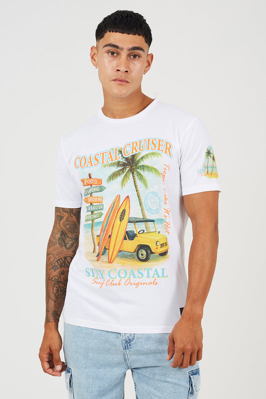 Brave Soul White Cotton Jersey Graphic T-Shirt - White Image 1