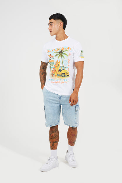 Brave Soul White Cotton Jersey Graphic T-Shirt - White Image 3