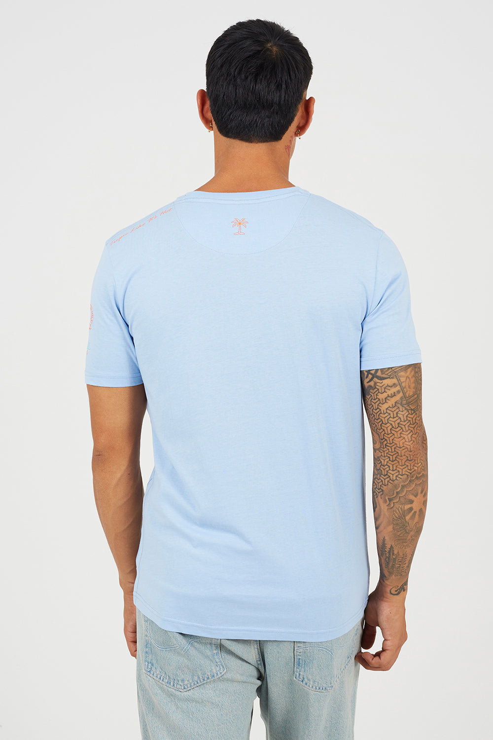 Brave Soul Blue Cotton Jersey Graphic T-Shirt - Blue Image 2