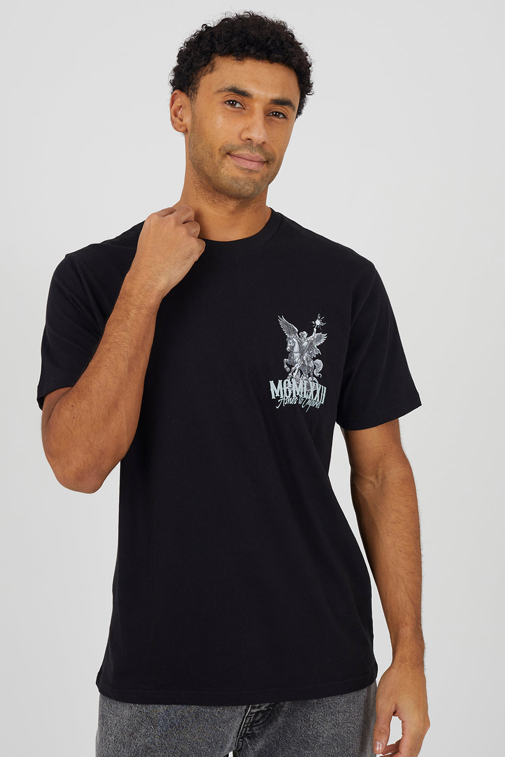 Brave Soul Black Cotton Relaxed Fit Graphic T-Shirt - Black Image 1