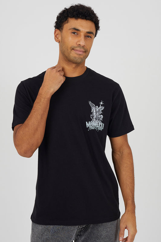 Brave Soul Black Cotton Relaxed Fit Graphic T-Shirt - Black Image 1