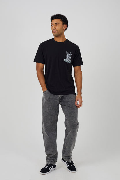 Brave Soul Black Cotton Relaxed Fit Graphic T-Shirt - Black Image 3