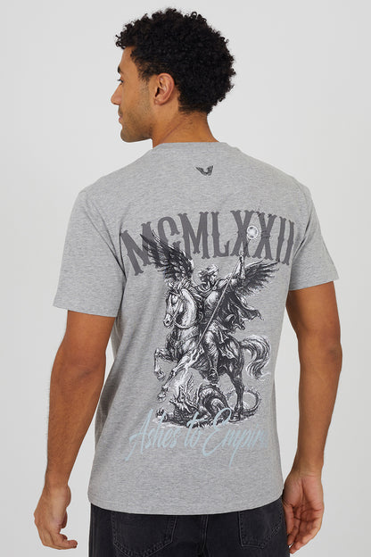 Brave Soul Light Grey Cotton Relaxed Fit Graphic T-Shirt - Light Grey Image 2
