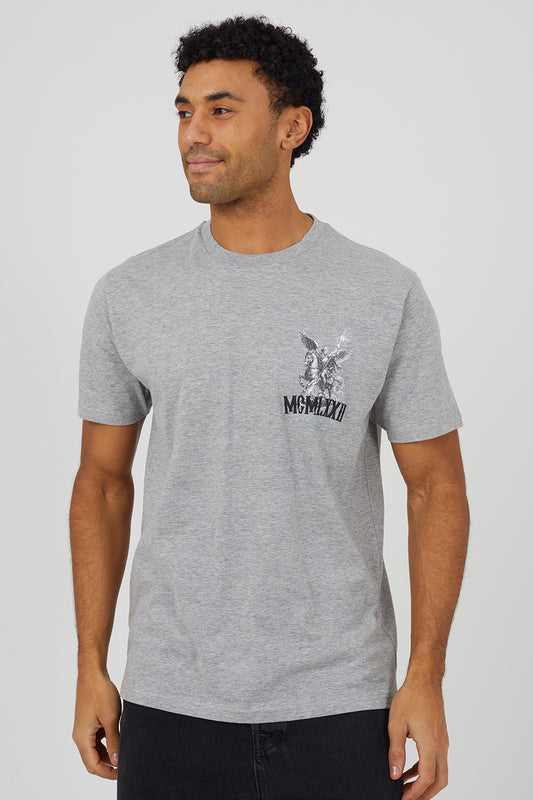 Brave Soul Light Grey Cotton Relaxed Fit Graphic T-Shirt - Light Grey Image 1
