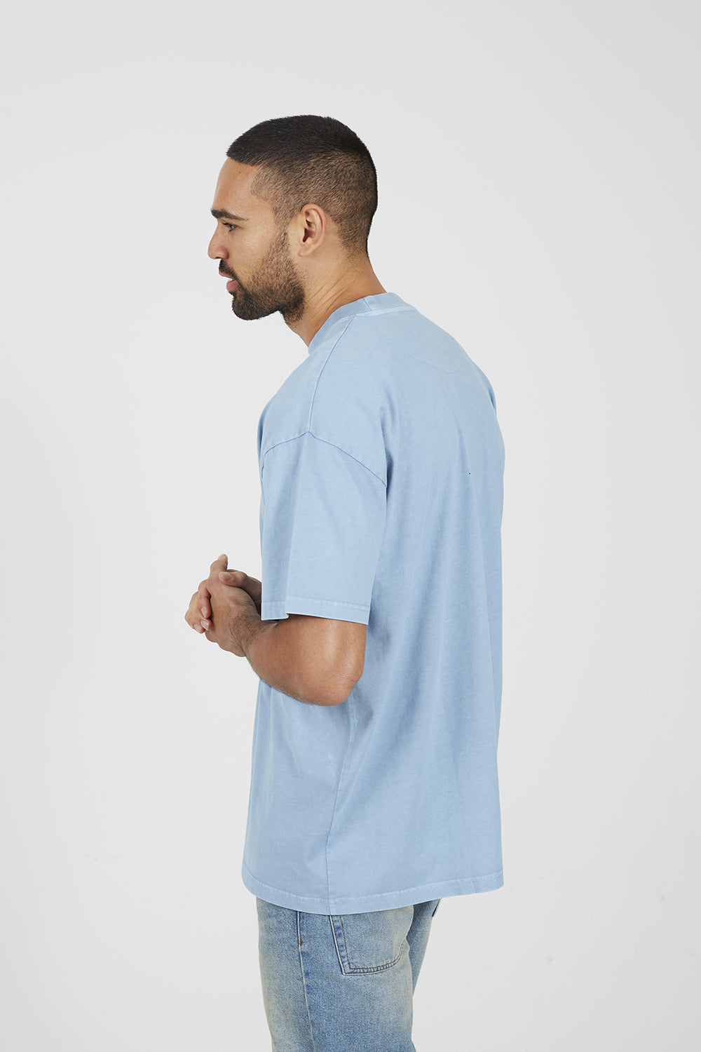 Brave Soul Blue Acid Wash Oversized T-shirt - Blue Image 2