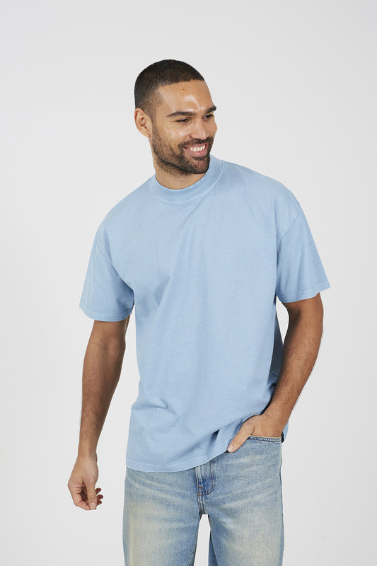 Brave Soul Blue Acid Wash Oversized T-shirt - Blue Image 1