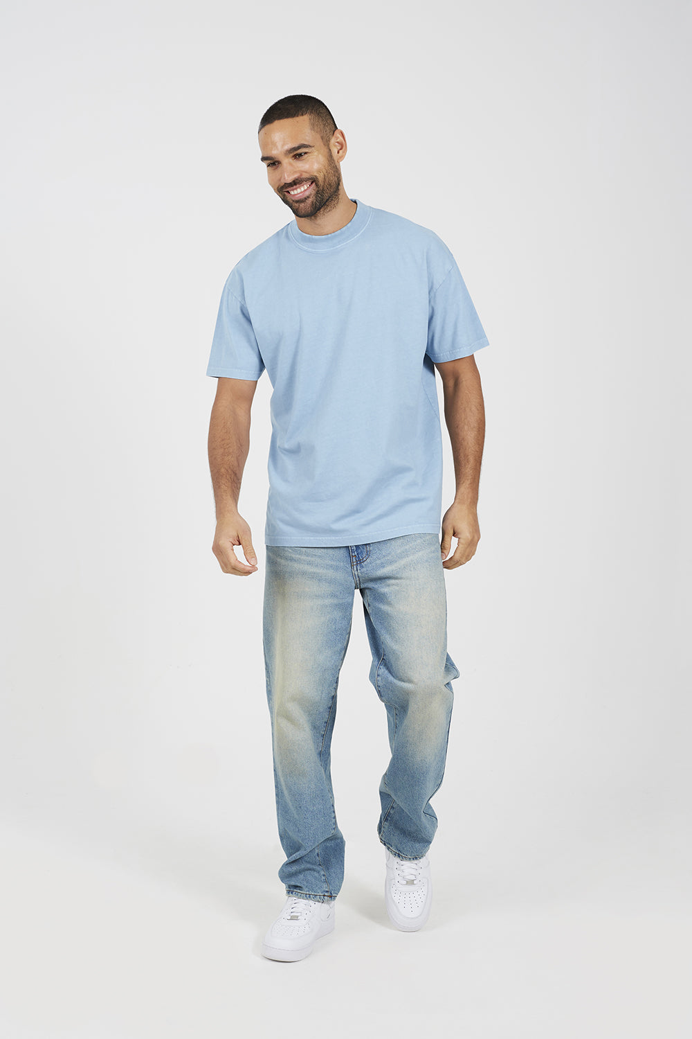 Brave Soul Blue Acid Wash Oversized T-shirt - Blue Image 3