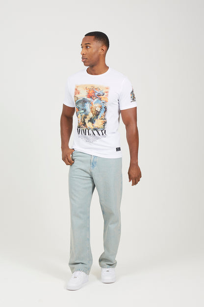 Brave Soul White Cotton Crew Neck Graphic T-Shirt - White Image 3