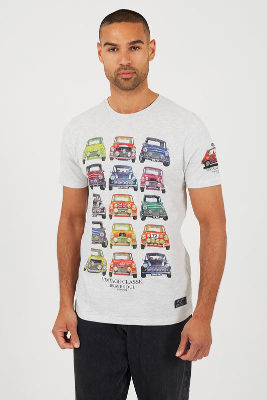 Brave Soul Ecru Cotton Jersey Graphic T-Shirt - Ecru Image 1