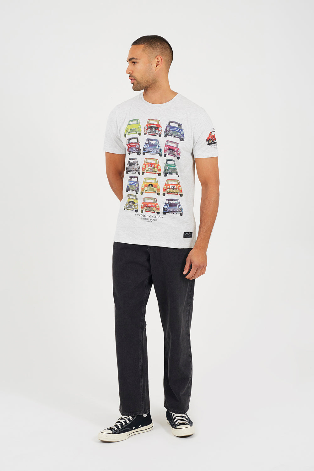 Brave Soul Ecru Cotton Jersey Graphic T-Shirt - Ecru Image 3