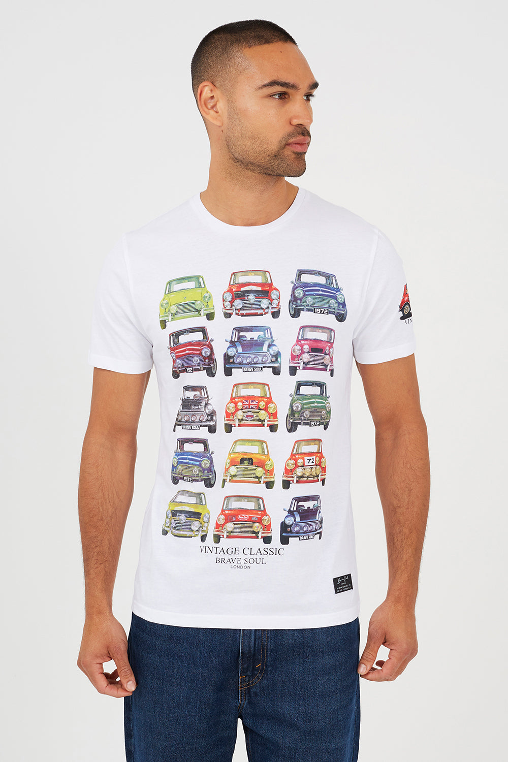 Brave Soul White Cotton Jersey Graphic T-Shirt - White Image 1