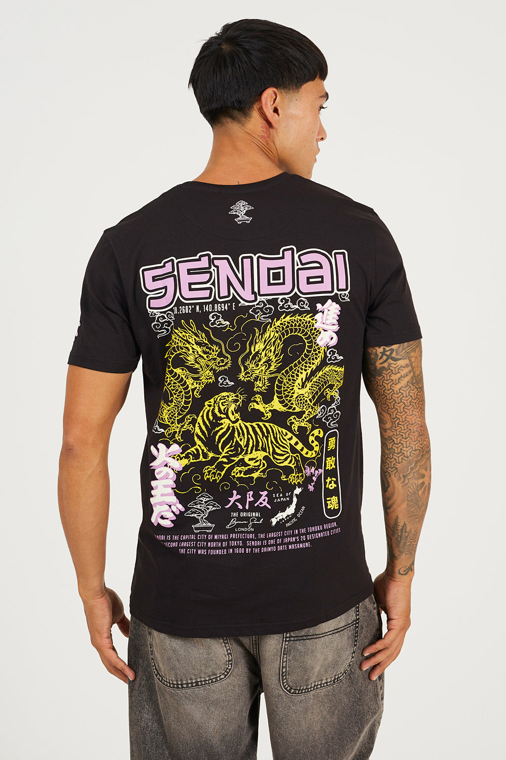 Brave Soul Black Cotton Crew Neck Graphic T-Shirt - Black Image 2