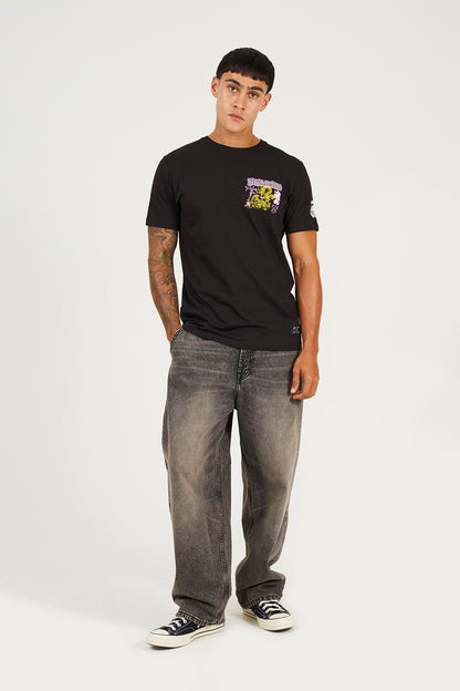 Brave Soul Black Cotton Crew Neck Graphic T-Shirt - Black Image 3