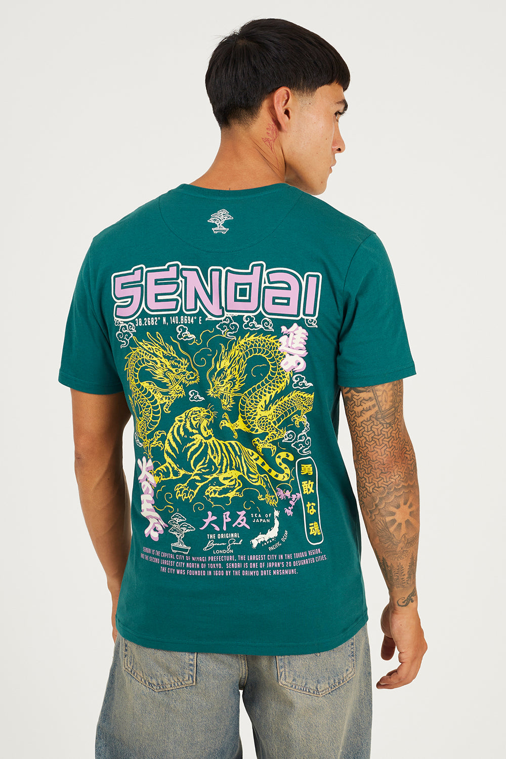 Brave Soul Green Cotton Crew Neck Graphic T-Shirt - Green Image 2