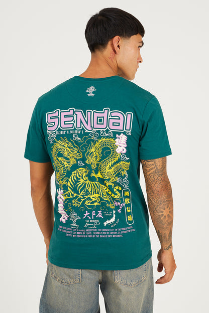 Brave Soul Green Cotton Crew Neck Graphic T-Shirt - Green Image 2