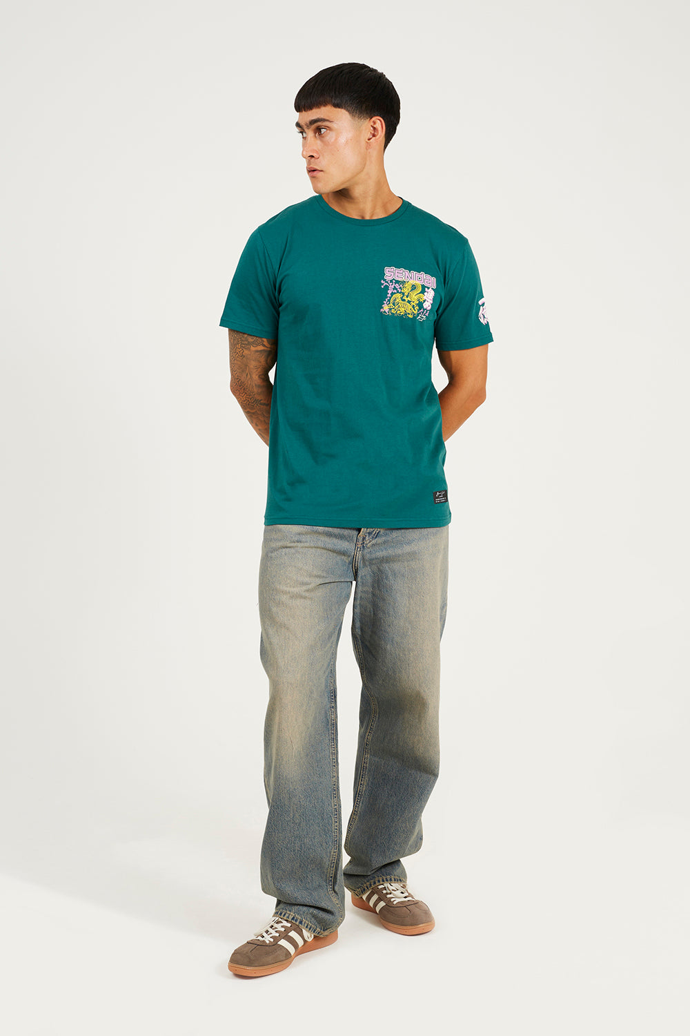 Brave Soul Green Cotton Crew Neck Graphic T-Shirt - Green Image 3