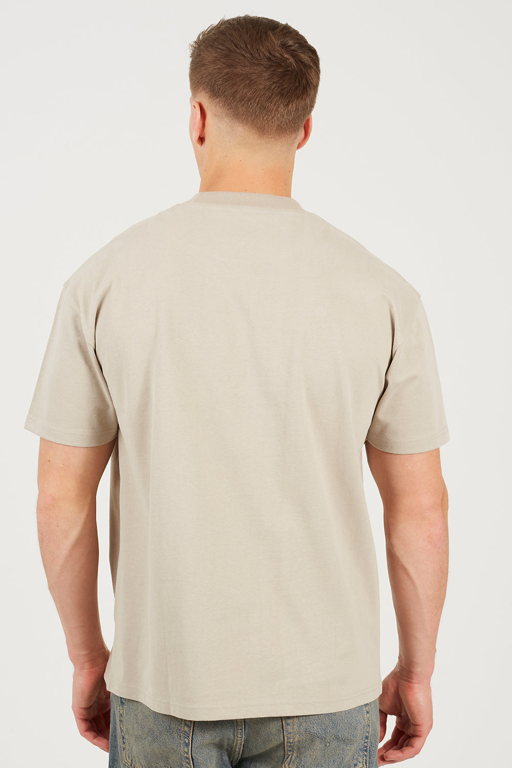 Brave Soul Light Sand Cotton Relaxed Fit T-Shirt - Light Sand Image 2