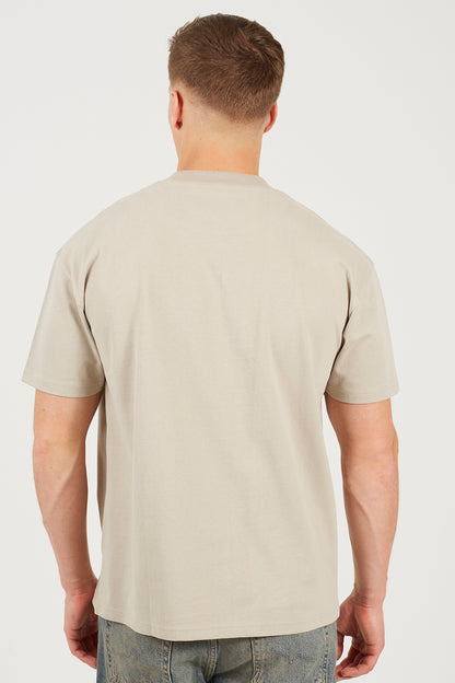 Brave Soul Light Sand Cotton Relaxed Fit T-Shirt - Light Sand Image 2
