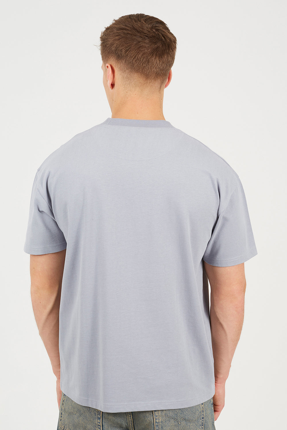 Brave Soul Grey Cotton Relaxed Fit T-Shirt - Grey Image 2