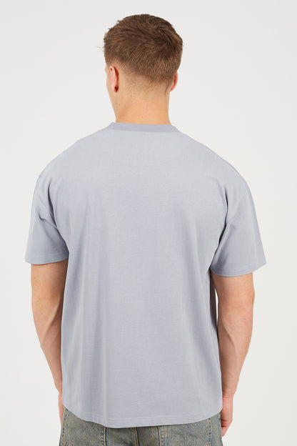 Brave Soul Grey Cotton Relaxed Fit T-Shirt - Grey Image 2
