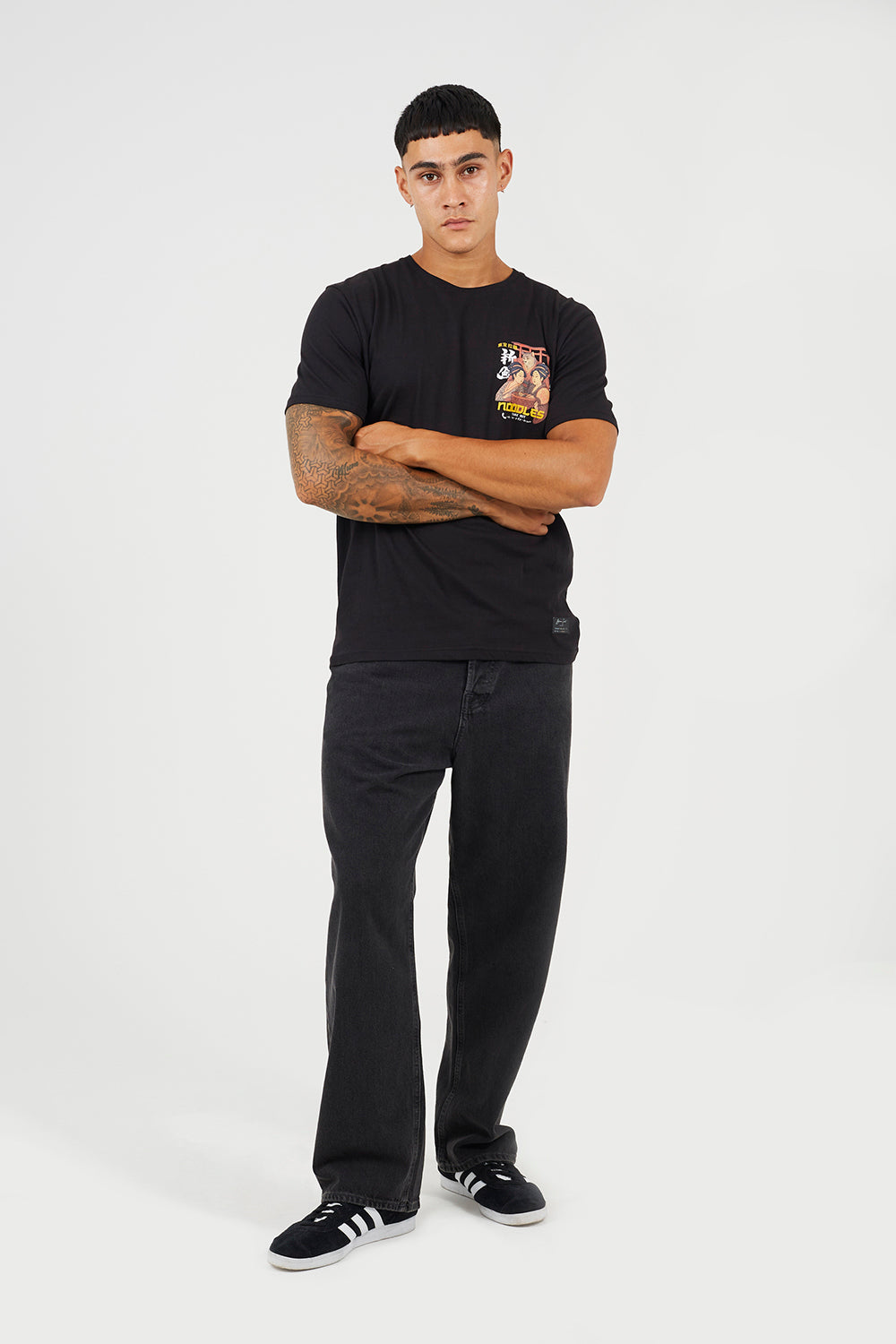 Brave Soul Black Cotton Crew Neck Graphic T-Shirt - Black Image 3