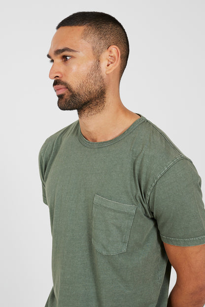 Brave Soul Green Acid Wash Patch Pocket T-Shirt - Green Image 4