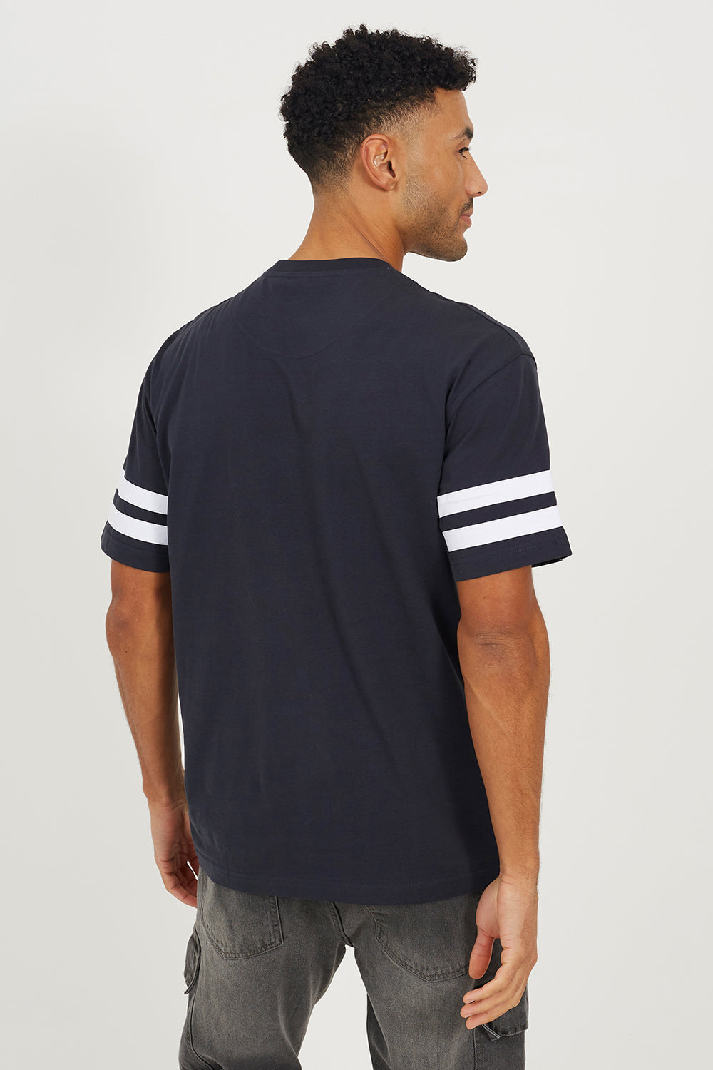 Brave Soul Navy Cotton Jersey Graphic T-Shirt - Navy Image 2