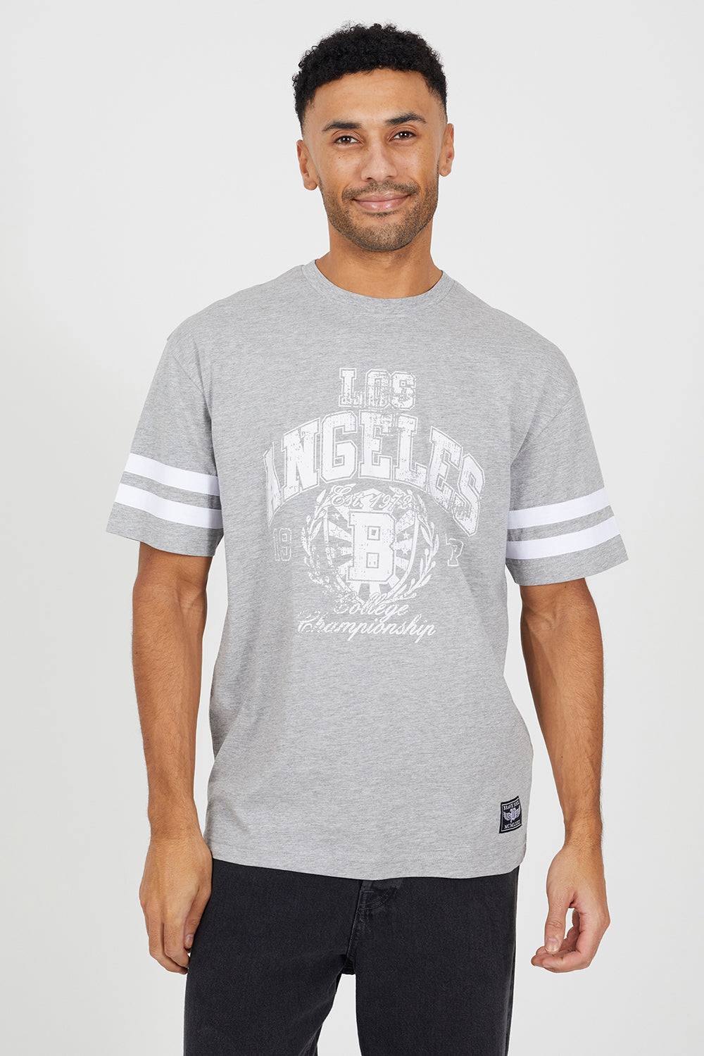 Brave Soul Light Grey Cotton Jersey Graphic T-Shirt - Light Grey Image 1